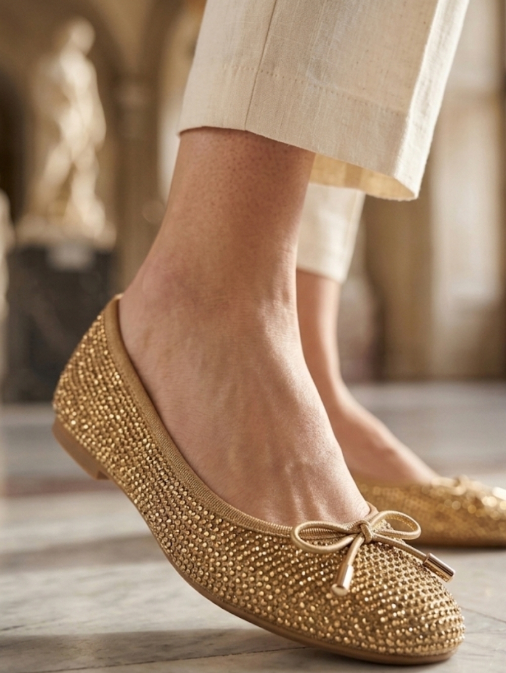 Steve Madden Blossoms-R Gold Rhinestone Ballet Flats Sz 7.5M - Picture 14 of 14